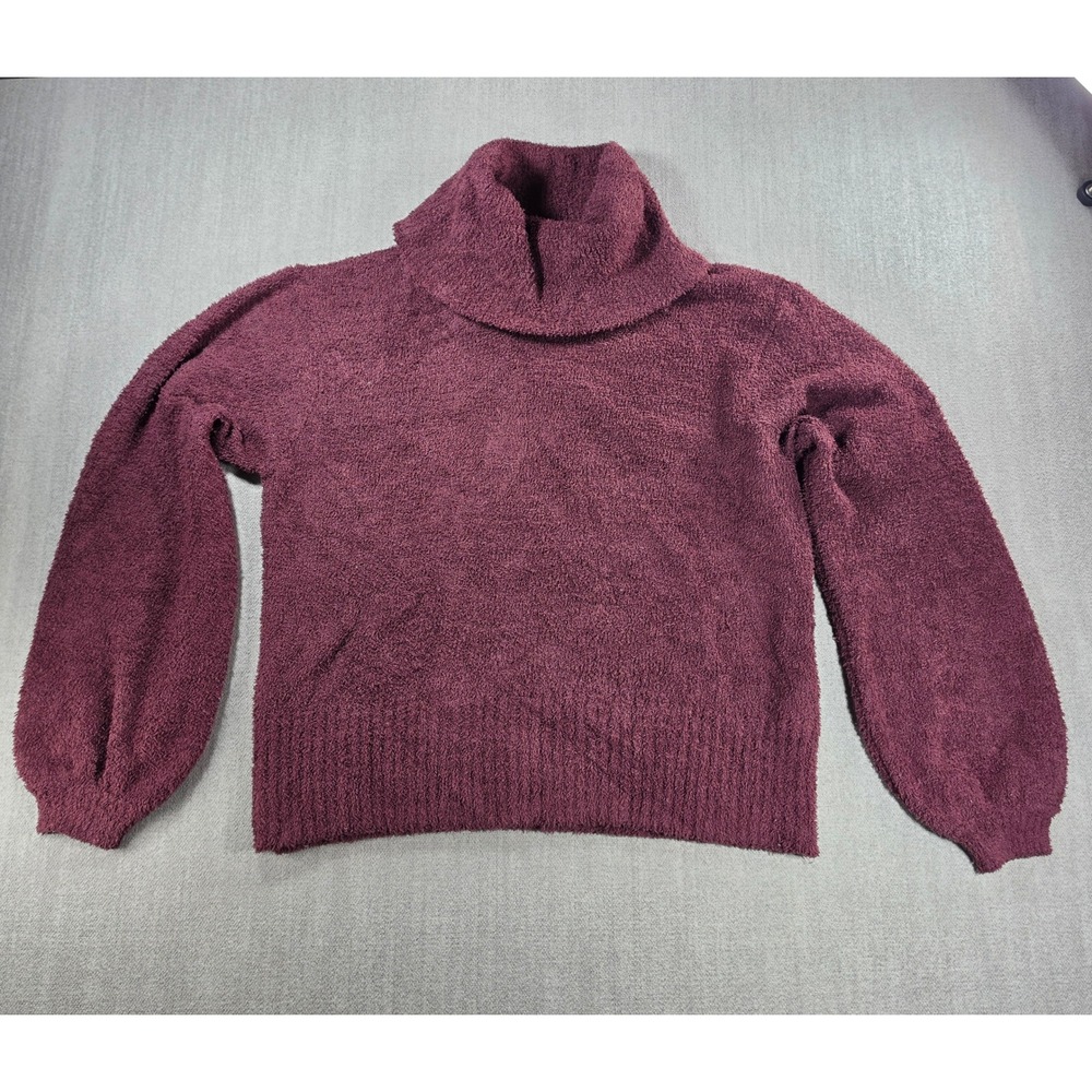 Ruby Moon Sweater Womens Medium Burgundy Popcorn Knit Turtle neck Balloon Sleeve